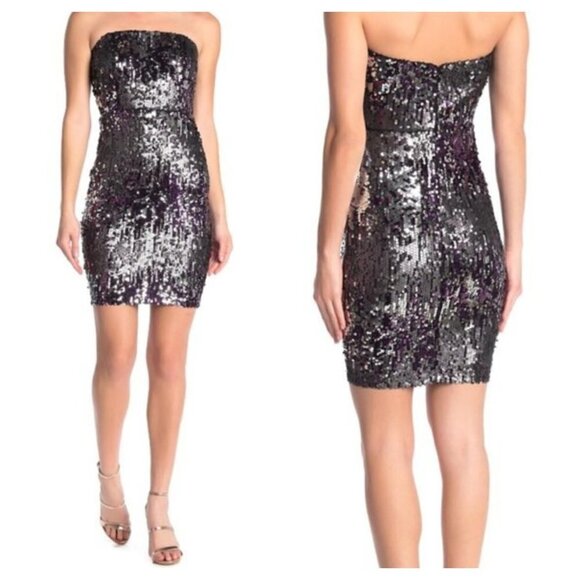 NEW Jump Apparel Juniors 3/4 Sequin Strapless Mini Dress Cocktail Party - Picture 1 of 12